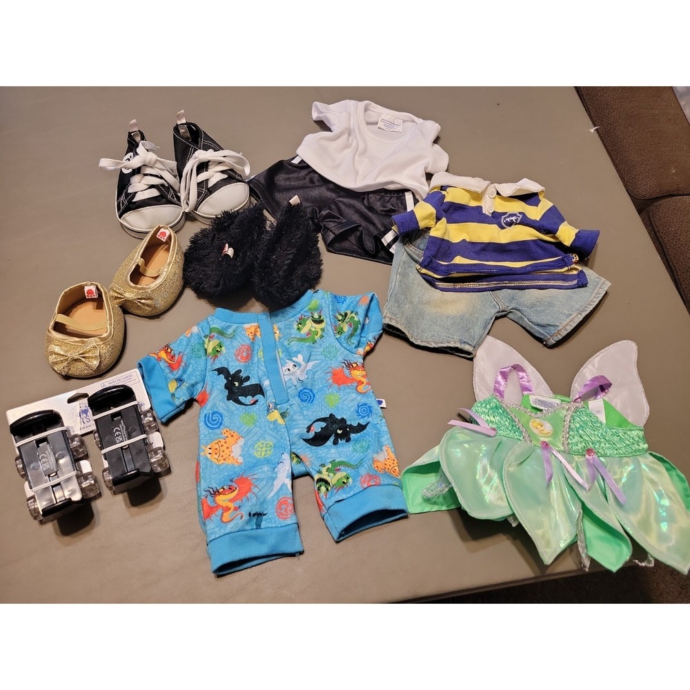 Build A Bear BABW Clothing Lot Top Bottom Train Dragon Tinker Bell ‎ Accessories